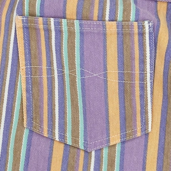 Misguided Plus Colorful Striped Denim Button Fly Mom Shorts Size 18 - Picture 5 of 6